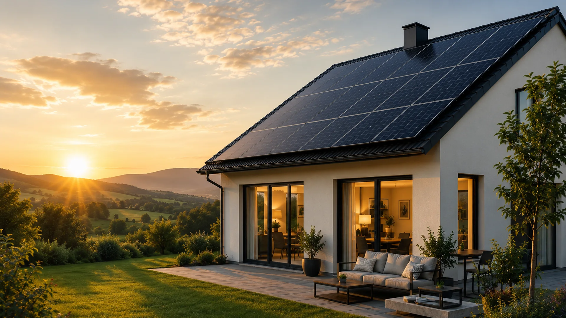 Photovoltaikanlage auf modernem Einfamilienhaus
